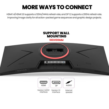 30" 200Hz Curved Gaming Monitor, WFHD 2560X1080, 1500R,21:9, Freesync, Low Blue Light, Wall-Mountable, HDMI/DP, Black