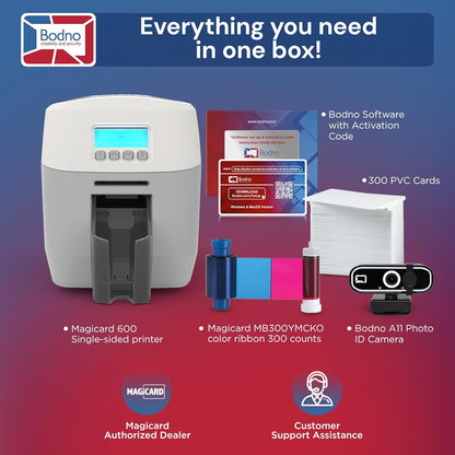 Magicard 600 Single Sided ID Card Printer & Complete Supplies Package ID Software - Gold Edition