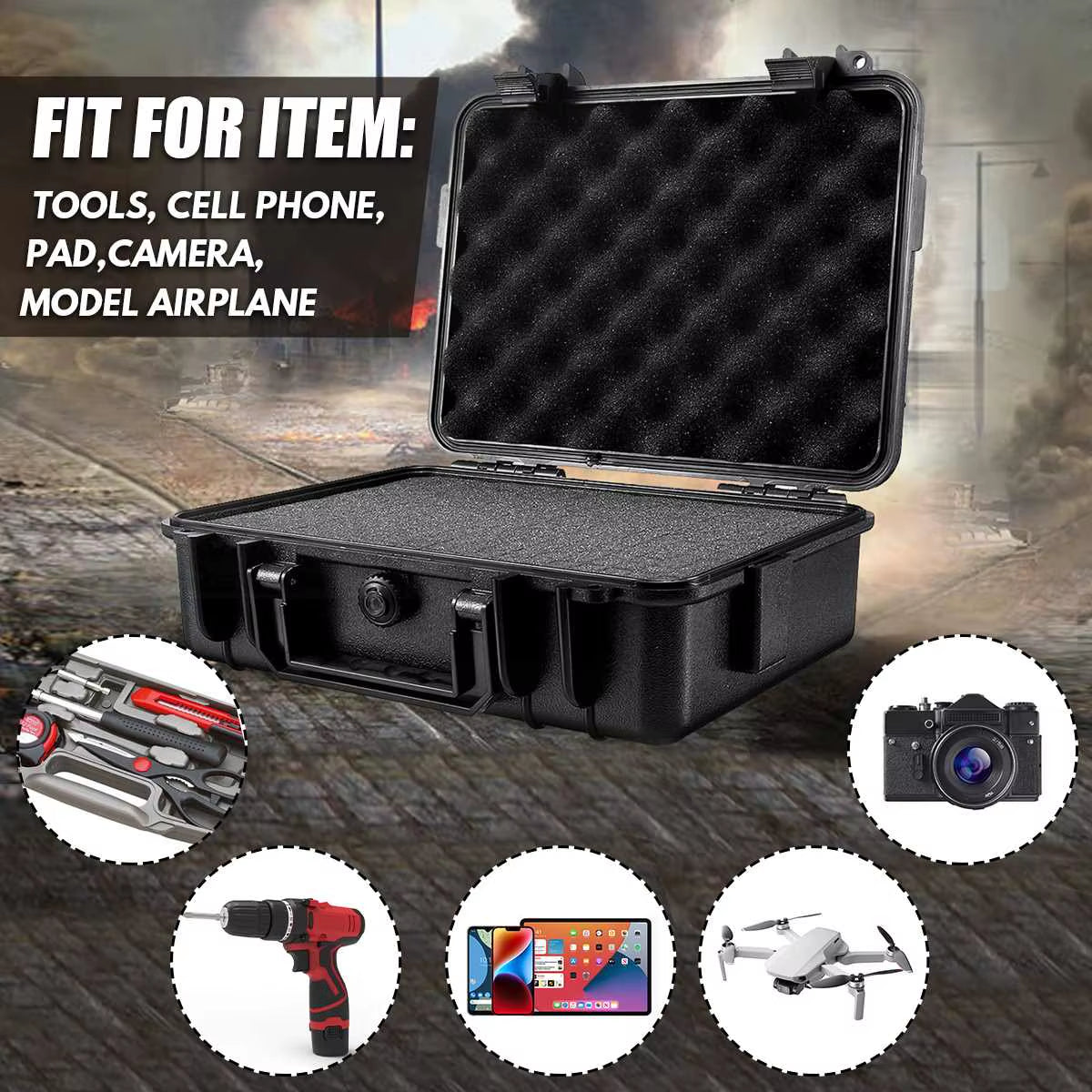 9 Sizes Tool Box Waterproof Plastic Hard Carry Case with Pre-Cut Sponge Tool Organizer Boxes Tool Cabinet Foam Hardware Toolbox