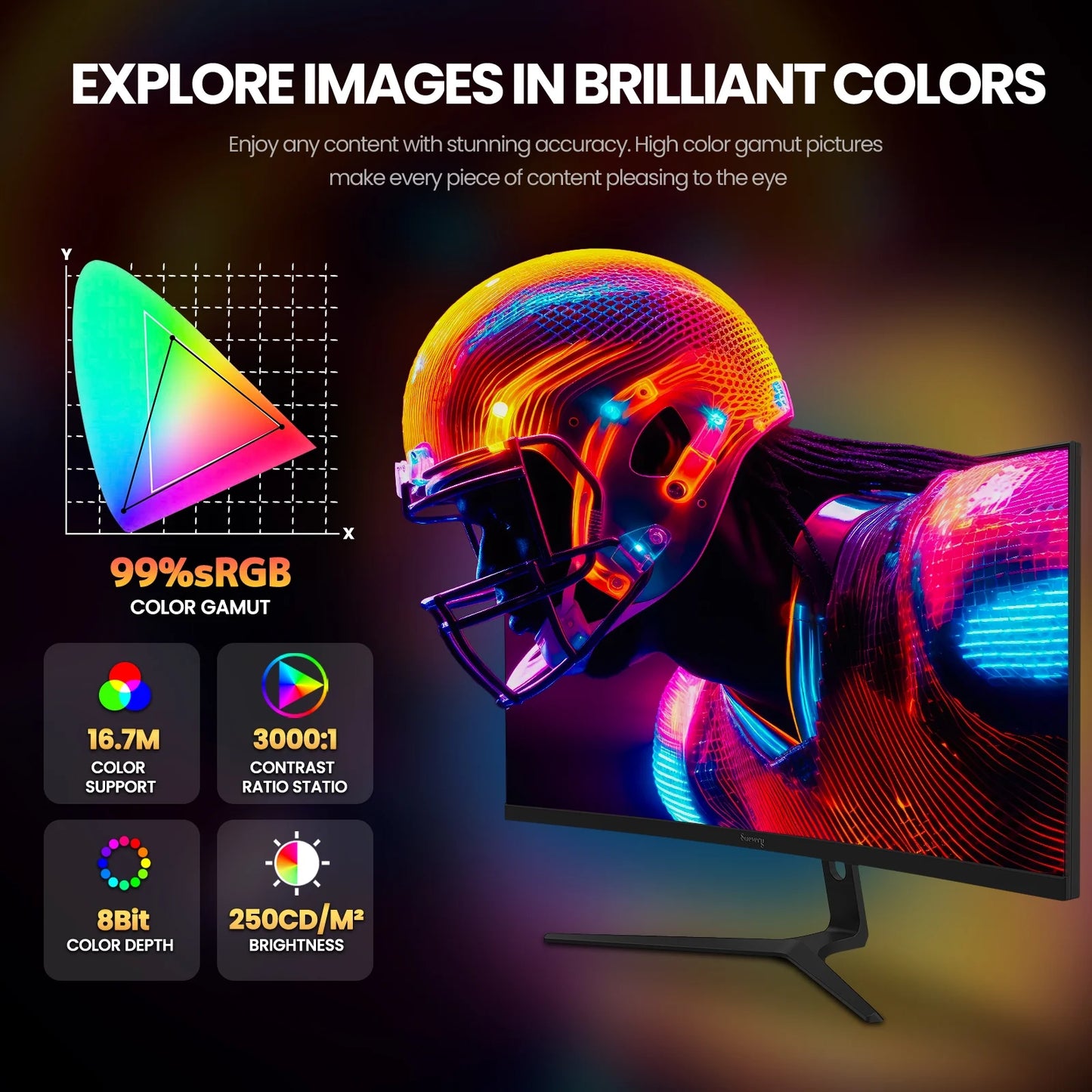 30" 200Hz Curved Gaming Monitor, WFHD 2560X1080, 1500R,21:9, Freesync, Low Blue Light, Wall-Mountable, HDMI/DP, Black