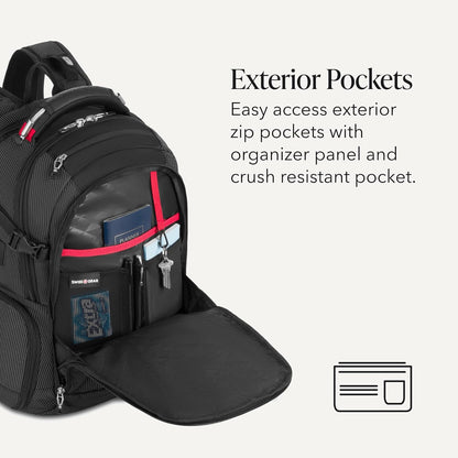 Travel Tech Elite Laptop Backpack – Fits Laptops up to 16” – Scansmart Tsa-Friendly Backpack with USB Port, Shoe Compartment & Organizer Pockets – Black Dot