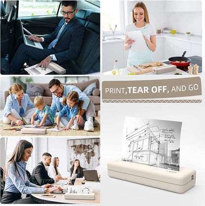 Portable Wireless Thermal Inkless Printer for Android and iOS Devices, Beige