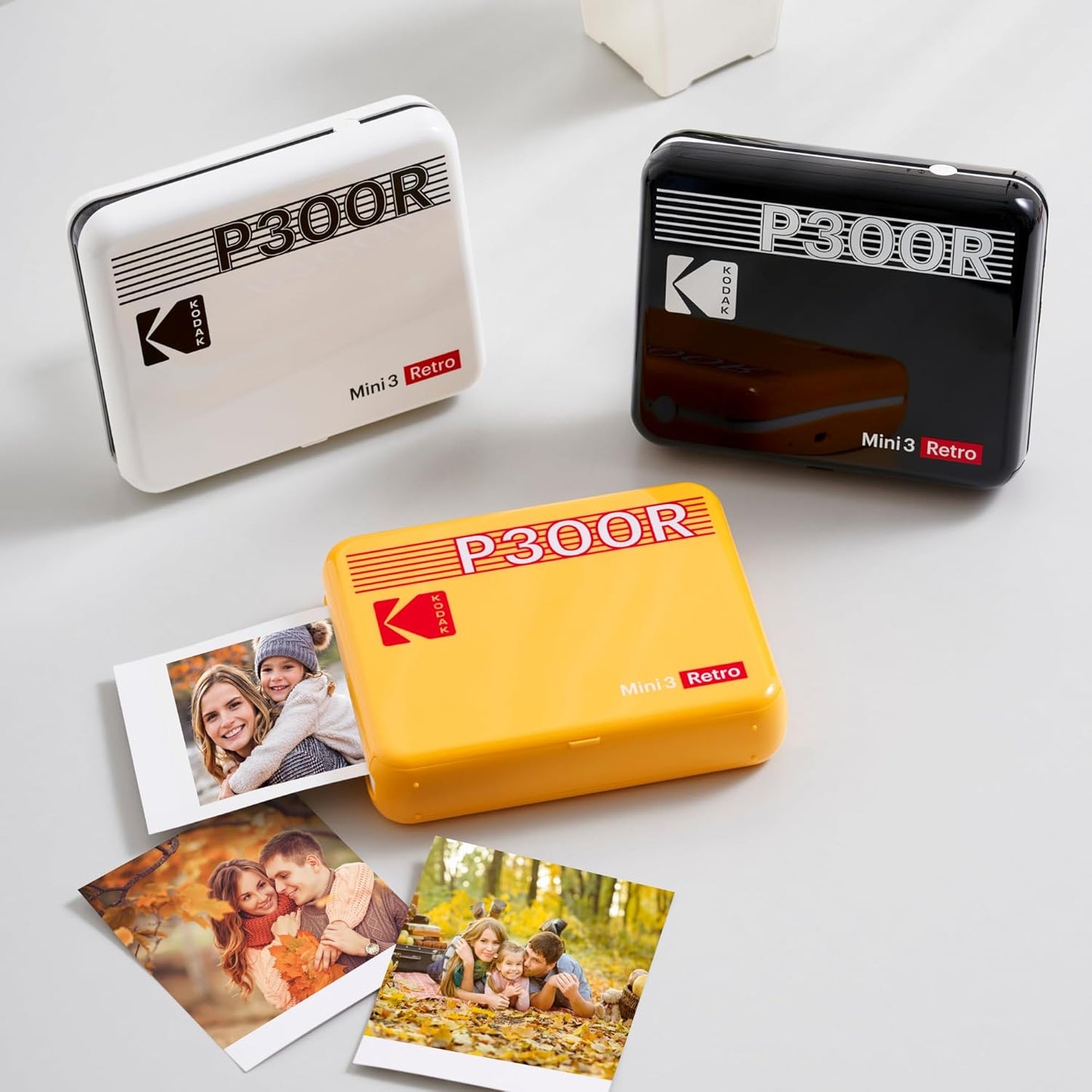KODAK Mini 3 Retro 4PASS Portable Photo Printer (3X3 Inches) + 8 Sheets, White