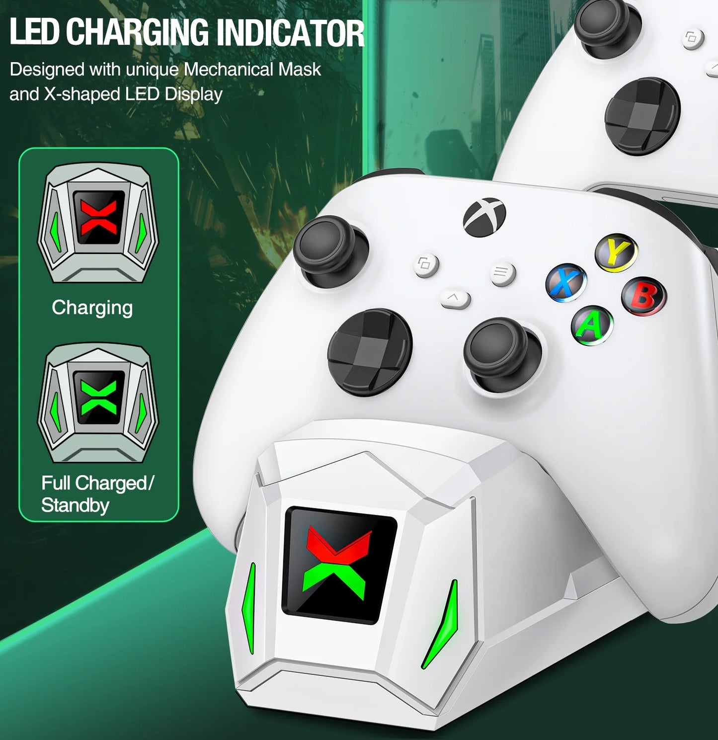 Dual Xbox Controller Charging Station with Two 5520mAh Battery Packs for Xbox Series X|S/One/Elite