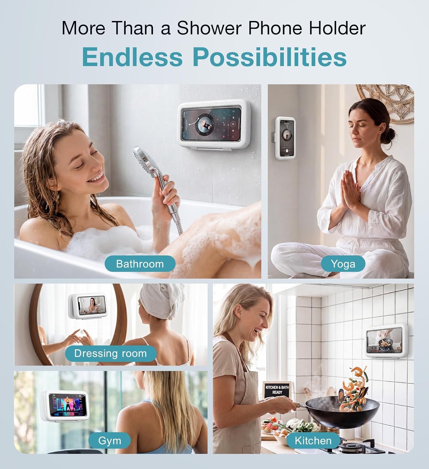 Shower Phone Holder Waterproof, 480° Rotatable Adjustable Bathroom Wall Phone Mount Stand, Anti-Fog High Sensitivity Iphone Case, anti Fog Case Bathroom Accessories for 4-7'' Cellphones