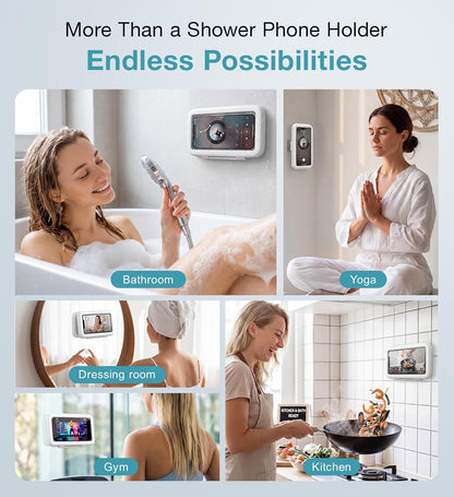 Shower Phone Holder Waterproof, 480° Rotatable Adjustable Bathroom Wall Phone Mount Stand, Anti-Fog High Sensitivity Iphone Case, anti Fog Case Bathroom Accessories for 4-7'' Cellphones