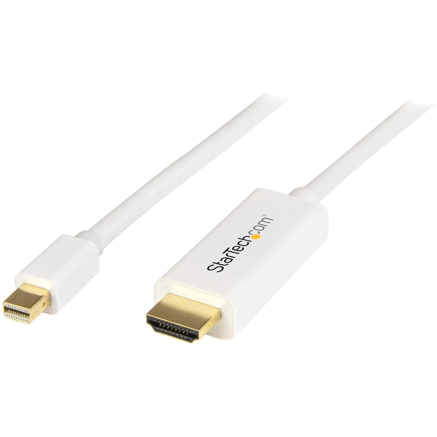 Startech 3Ft Passive Mini DP to HDMI Cable, 4K 30Hz, White (MDP2HDMM1MW) | 1M, Mdp to HDMI Adapter with Built-In Cable, Ultra HD 4K, Plug-And-Play, Male to Male, No Power Adapter