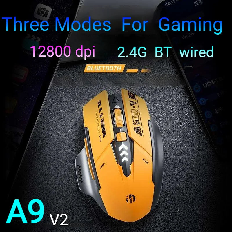 Inphic F9 Mecha Edition Wireless Mouse Silent Rechargeable Mouse Type-C LED Light Mouse for Computer Laptop Office Gaming
