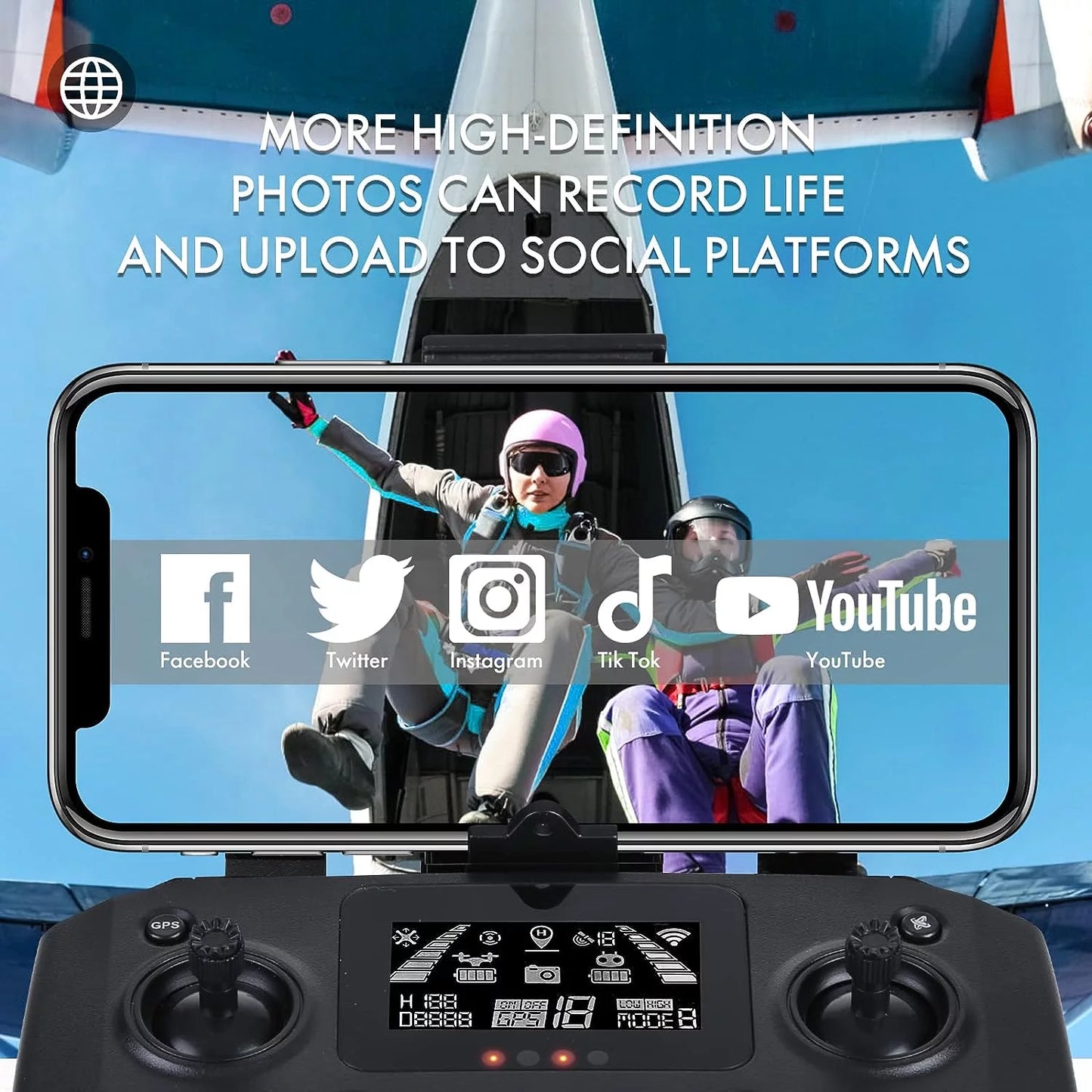 HHD Drone with 4K Camera for Adults and Beginners, 5G Wifi Transmission, 40 Minutes Flight Time,Black
