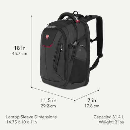 Travel Tech Elite Laptop Backpack – Fits Laptops up to 16” – Scansmart Tsa-Friendly Backpack with USB Port, Shoe Compartment & Organizer Pockets – Black Dot
