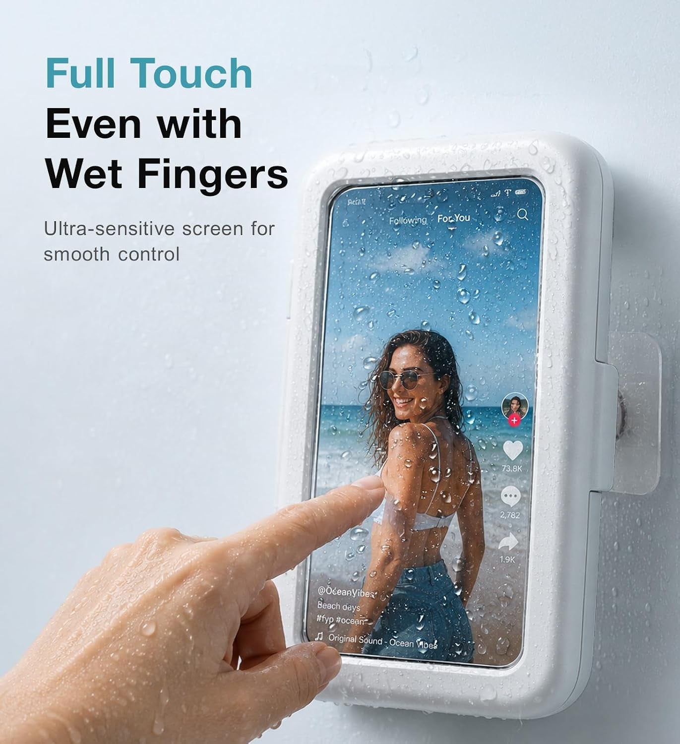 Shower Phone Holder Waterproof, 480° Rotatable Adjustable Bathroom Wall Phone Mount Stand, Anti-Fog High Sensitivity Iphone Case, anti Fog Case Bathroom Accessories for 4-7'' Cellphones