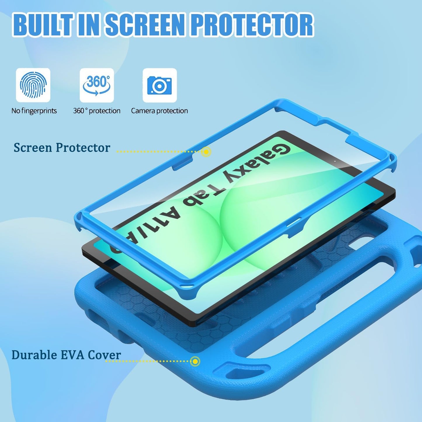 Kids Case for Samsung Galaxy Tab A11 8.7 Inch 2025/A9 8.7" 2023 /Tab A7 Lite 8.7" 2021- with Built-In Screen Protector, Shockproof Samsung Galaxy Tab A11/A9/A7 Lite Case 8.7 Inch - Blue