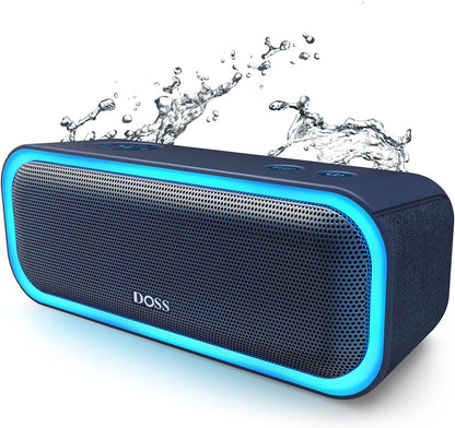 Soundbox Pro Bluetooth Speaker - 20W Stereo Sound with Enhanced Bass, 20-Hour Playtime, IPX6 Waterproof, Wireless Stereo Pairing, Multi-Color Lights, Ideal for Outdoor Activities and Home Use, Blue
