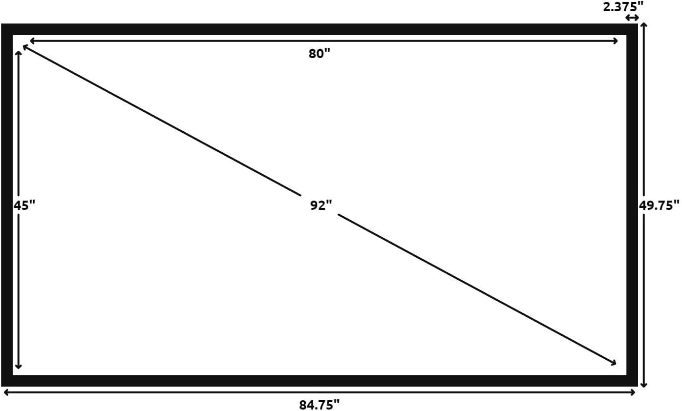 STR Series 6-Piece Fixed Frame Home Theater Projection Screen - 92" Diagonal, 16:9 Format, 4K/8K Ultra HD, HDR & Active 3D Compatible