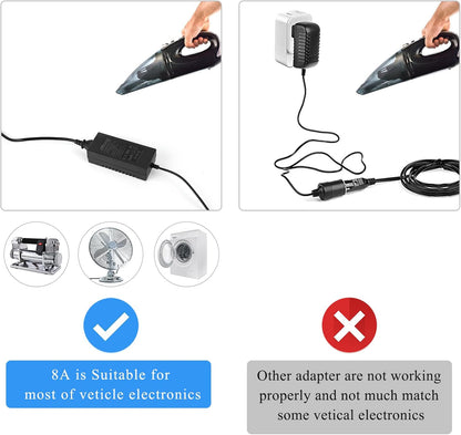 AC to DC Converter,  110-220V to 12V 8A 96W Car Cigarette Lighter Socket Power Adapter for Car Refrigerator Car Vacuum Tire Inflator and Other Car Devices