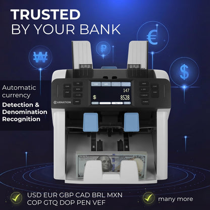 Money Counter Machine Cash Counting & Mixed Denomination Bill Counter, Portable Currency Detector, Counterfeit Bank Scanner, Dollar Sorter for Commercial, 1100 N/M, UV/MG/MT/IR/2CIS