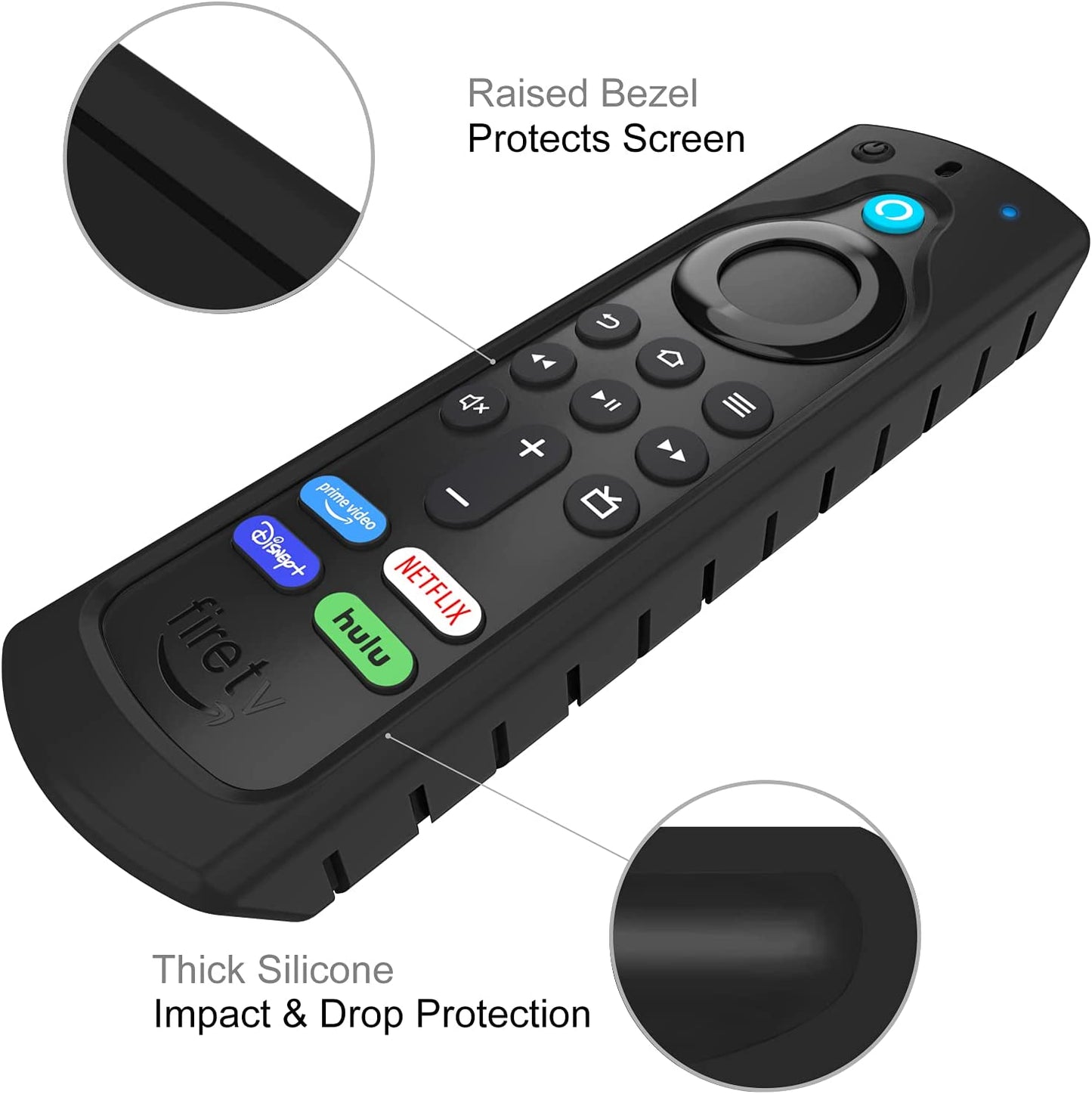 Silicone Case for Alexa Voice Remote (2Nd & 3Rd Generation) | Fire TV Stick HD/4K Select/4K plus Max/Fire TV Stick/Lite Remote, Shockproof Cover, Anti-Slip, Black