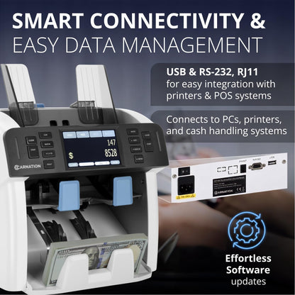 Money Counter Machine Cash Counting & Mixed Denomination Bill Counter, Portable Currency Detector, Counterfeit Bank Scanner, Dollar Sorter for Commercial, 1100 N/M, UV/MG/MT/IR/2CIS