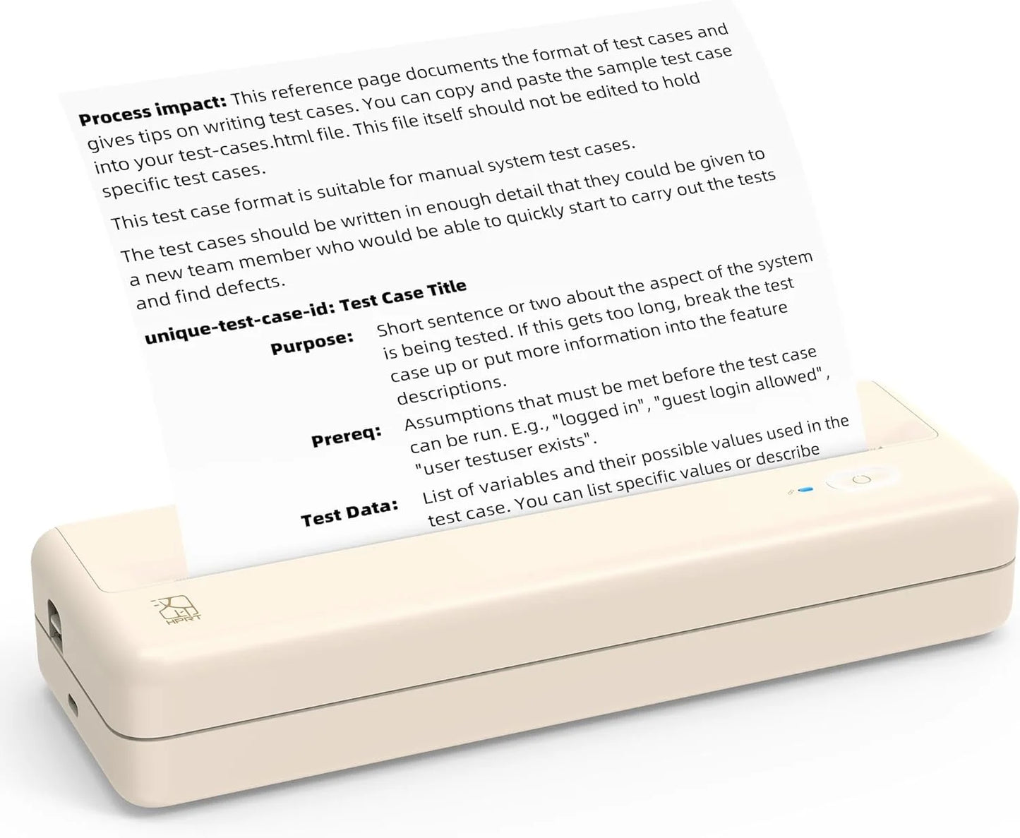 Portable Wireless Thermal Inkless Printer for Android and iOS Devices, Beige