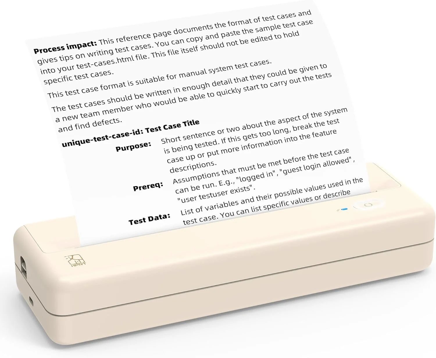 Portable Wireless Thermal Inkless Printer for Android and iOS Devices, Beige