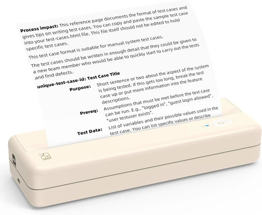 Portable Wireless Thermal Inkless Printer for Android and iOS Devices, Beige