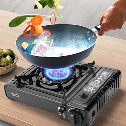 Portable Butane Gas Camping Stove with Enhanced Carrying Case, Single Burner