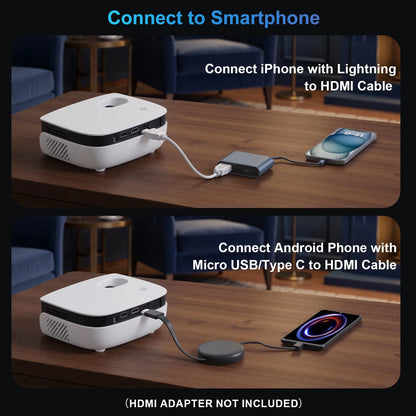1080P Mini Projector with Bluetooth, Outdoor Movie Projector with Keystone Correction, up to 240'' Screen, Compatible with HDMI, TV Stick, Phone, PS5, USB for Home Theater & Gaming