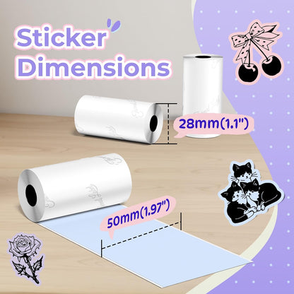 Multicolor Self-Adhesive Thermal Paper, 50Mm X 3.5M, 3-Rolls | Glossy Printable Sticker Paper Label for  M02/M02 Pro/M02S/P2S/M04S Mini Sticker Printer, Diameter 28Mm,