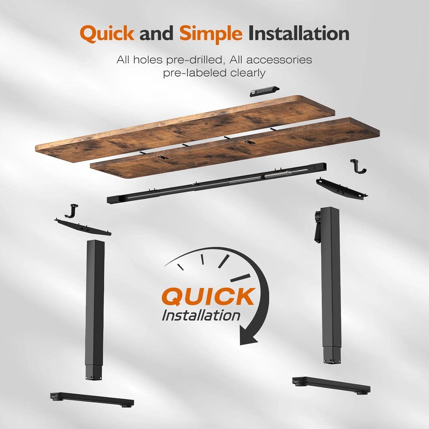 Electric Height Adjustable Standing Desk 55"x24" | Ergonomic Home Office Workstation with 178 lbs Load Capacity, Quiet Motor, Two-Piece Desktop in Rustic Brown