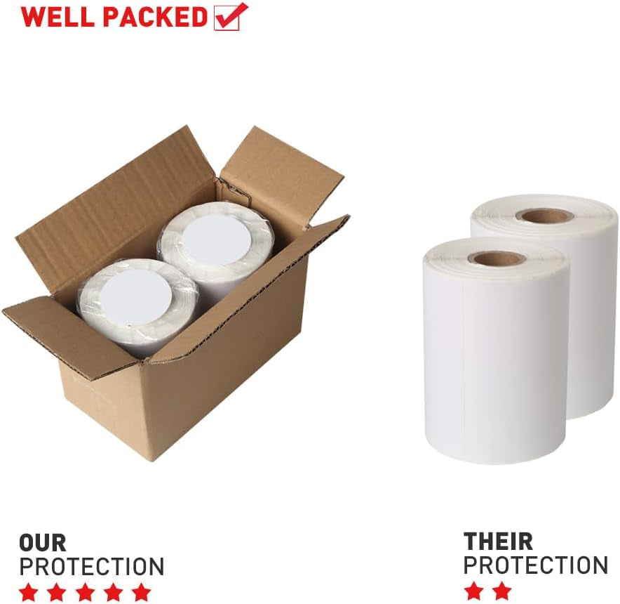 [2 Rolls, 440 Labels] 4”X 6” Postage Thermal Shipping Labels 4X6 Thermal Labels Roll Compatible with Dymo 4XL 1744907 Labelwriter