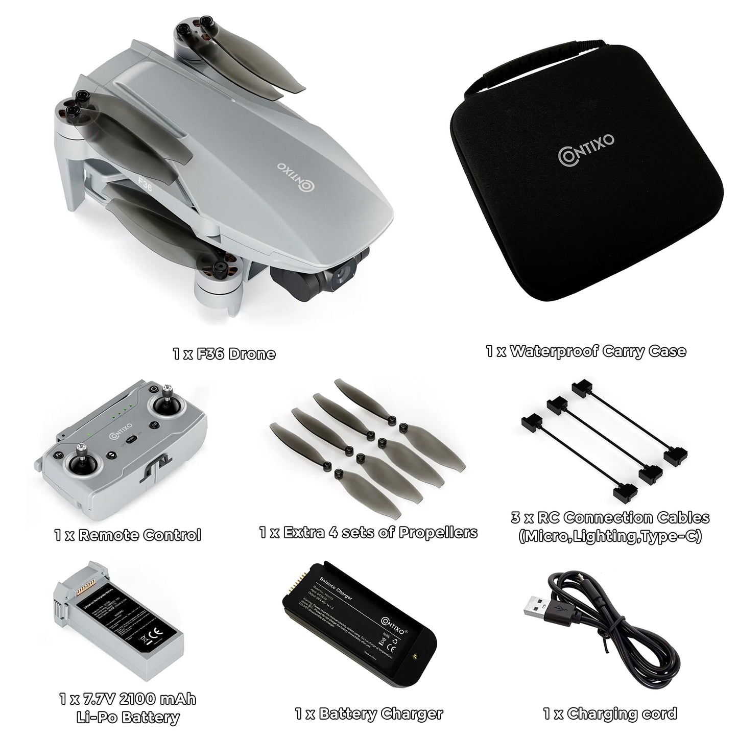F36 GPS Mini Drone with 4K UHD Camera, 3-Axis Gimbal, RC Quadcopter, and Brushless Motor, Silver