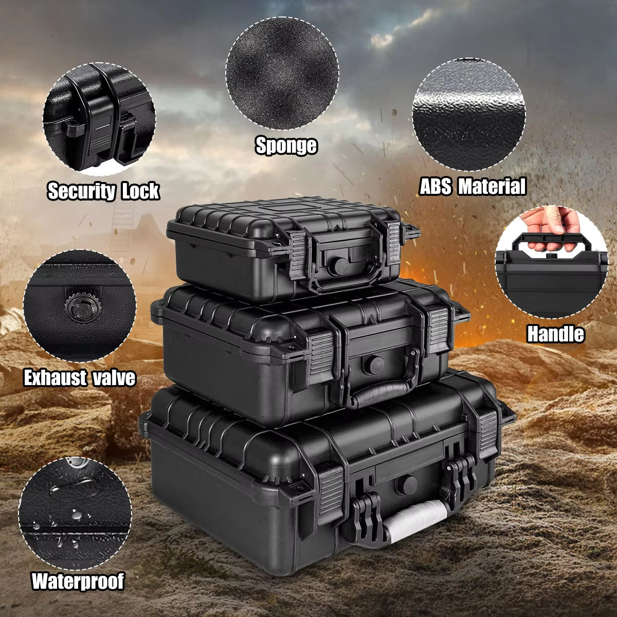 9 Sizes Tool Box Waterproof Plastic Hard Carry Case with Pre-Cut Sponge Tool Organizer Boxes Tool Cabinet Foam Hardware Toolbox