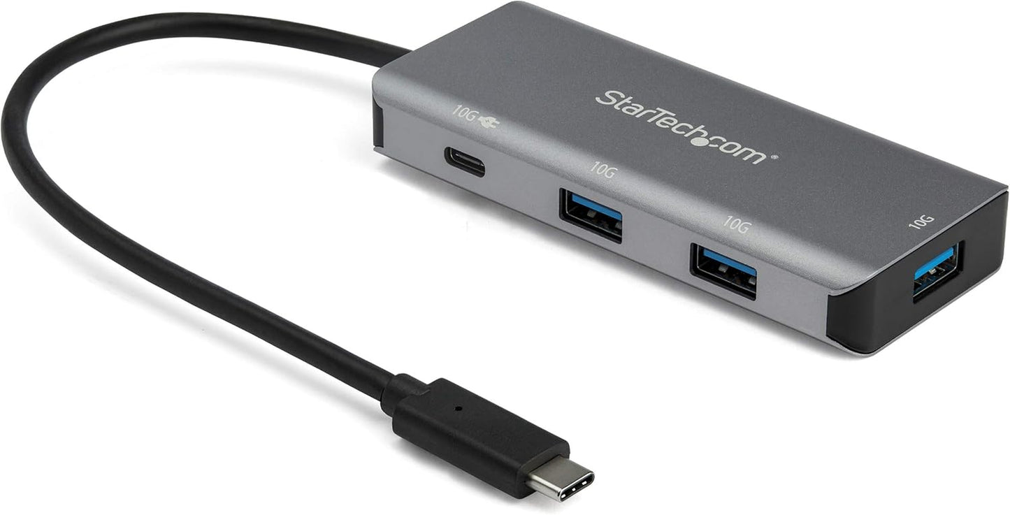 Startech 4-Port USB-C Hub 10Gbps with 100W PD, TAA, Portable (HB31C3A1CPD3) | 3X USB-A and 1X USB-C, USB 3.2 Gen 2, 100W PD Passthrough Charging, Thunderbolt 3 Compatible