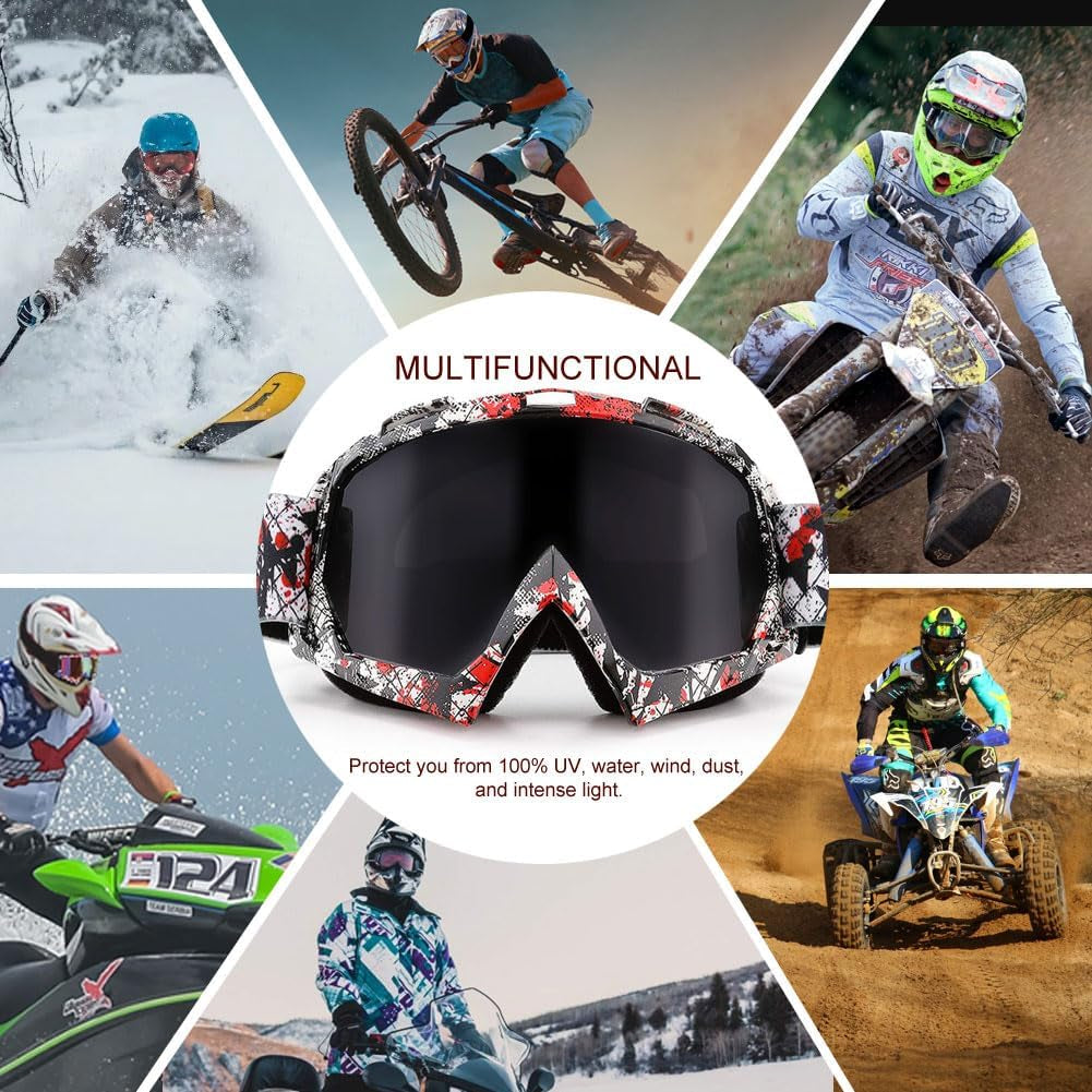 Dirt Bike and ATV Goggles - Offroad Motorcycle Helmet Motocross Eyewear | UV Protection, Windproof, Dust and Scratch Resistant, Anti-Fog UTV Goggles for Men, Women, and Youth
