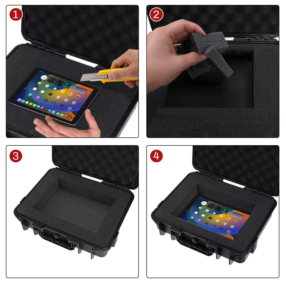 9 Sizes Tool Box Waterproof Plastic Hard Carry Case with Pre-Cut Sponge Tool Organizer Boxes Tool Cabinet Foam Hardware Toolbox