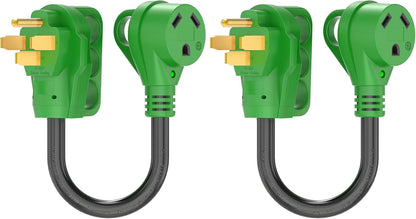 50 Amp to 30 Amp RV Adapter Cord 12 Inch (Pack of 2)