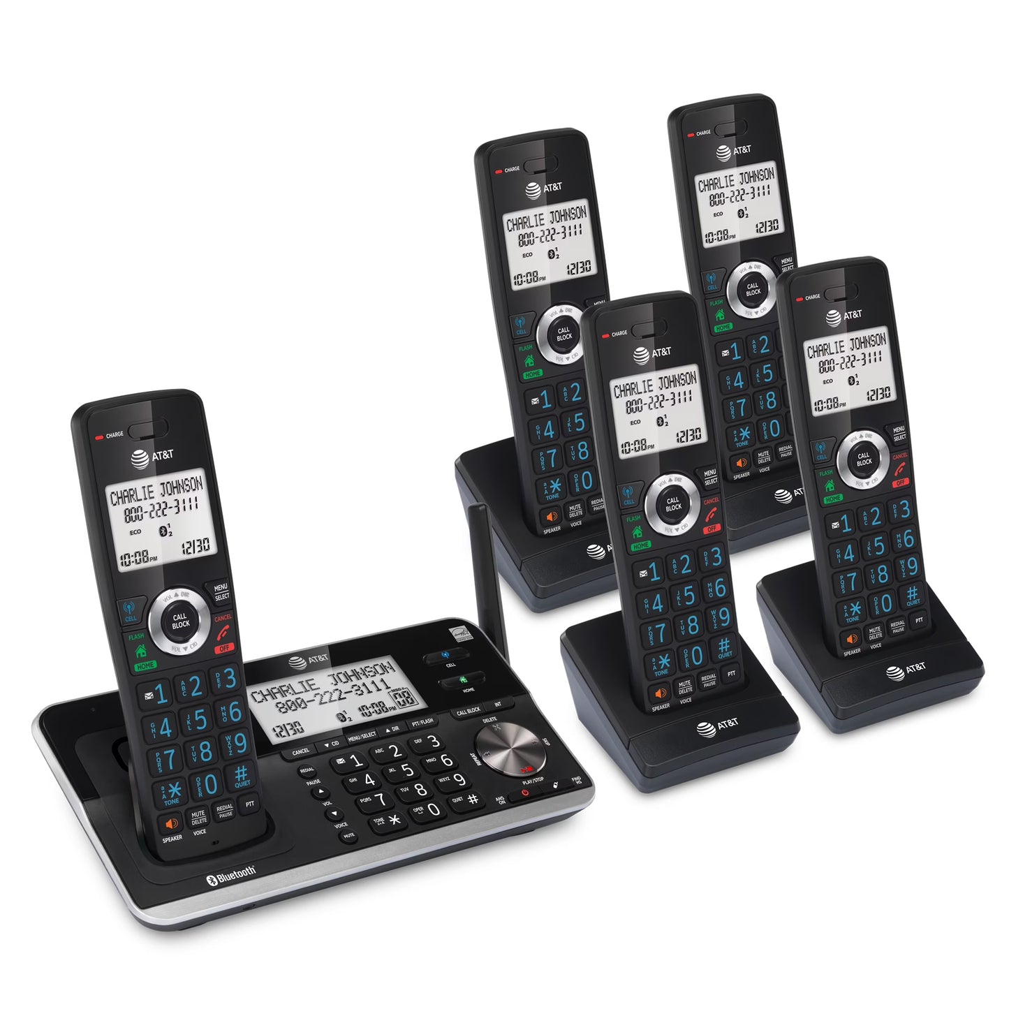 DLP73510 5 Handset Cordless Answering System with Unsurpassed Range and Connect to Cell (Black)