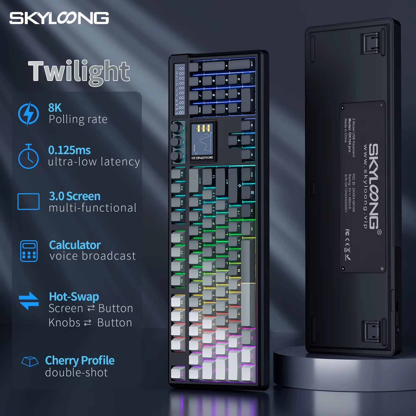 SKYLOONG GK104 Pro Wireless Mechanical Keyboard 100% Custom Keyboard Hot-Swapp Low-Noise Switch for PC Gamer Office Accessories