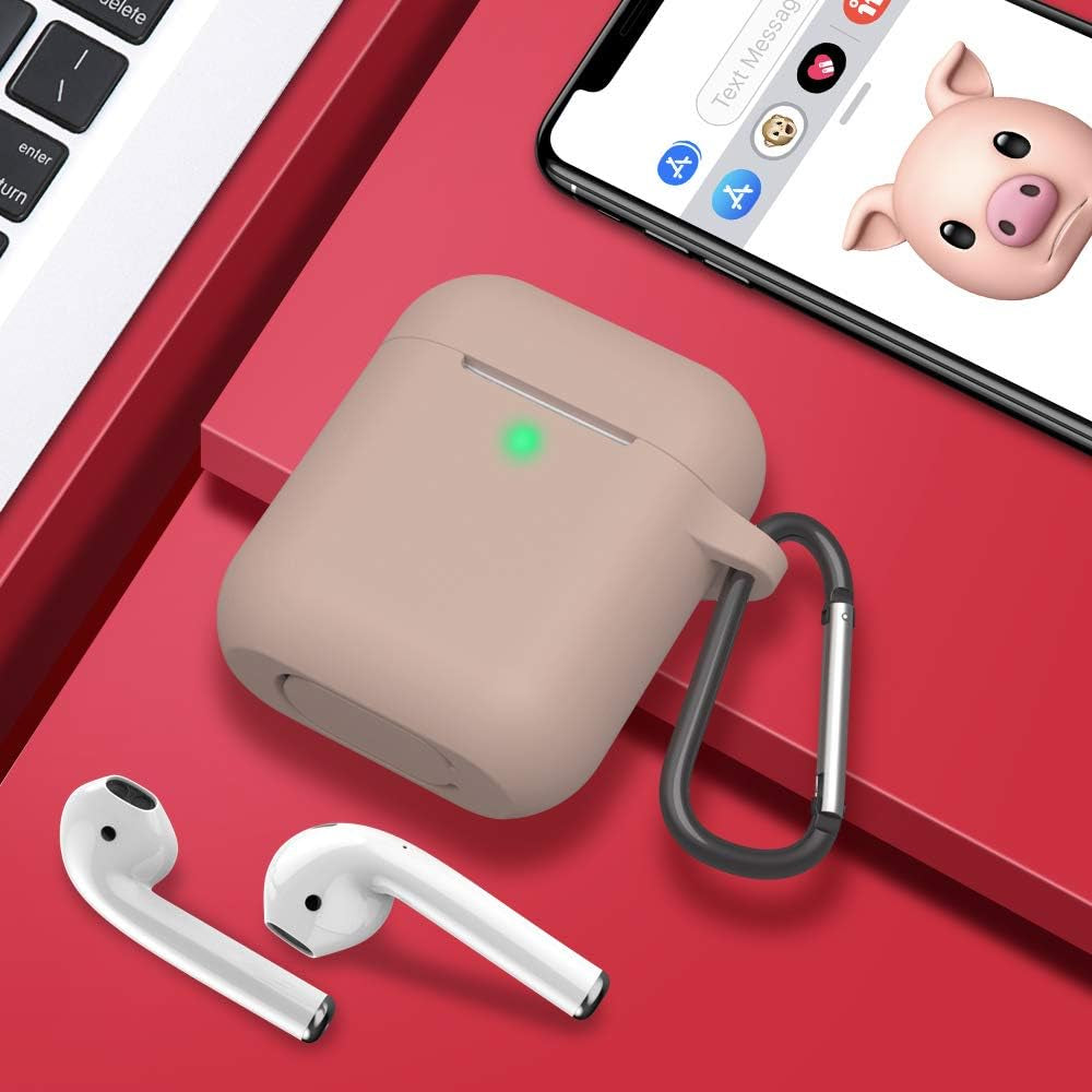 Silicone Case Compatible with Apple Airpods 1&2 Wireless and Wired Charging Case(Front LED Visible),Tawny