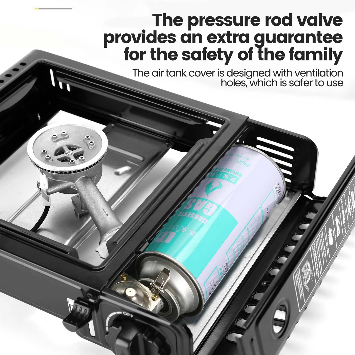 Portable Butane Gas Camping Stove with Enhanced Carrying Case, Single Burner
