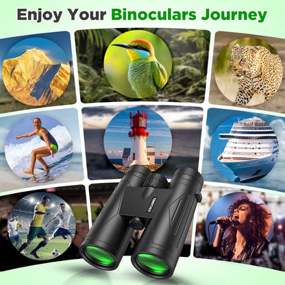 12X42 Binoculars for Adults, HD FMC BAK4 Binoculars Waterproof Binoculars Low Light Vision for Hunting Bird Watching Travel Outdoor Sports Concerts