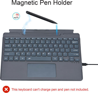 Ultra-Slim Bluetooth Keyboard with Multi-Touchpad and 7-Color LED Backlight for Microsoft Surface Pro 11/10/9/8/X, 13 Inch (Burgundy)