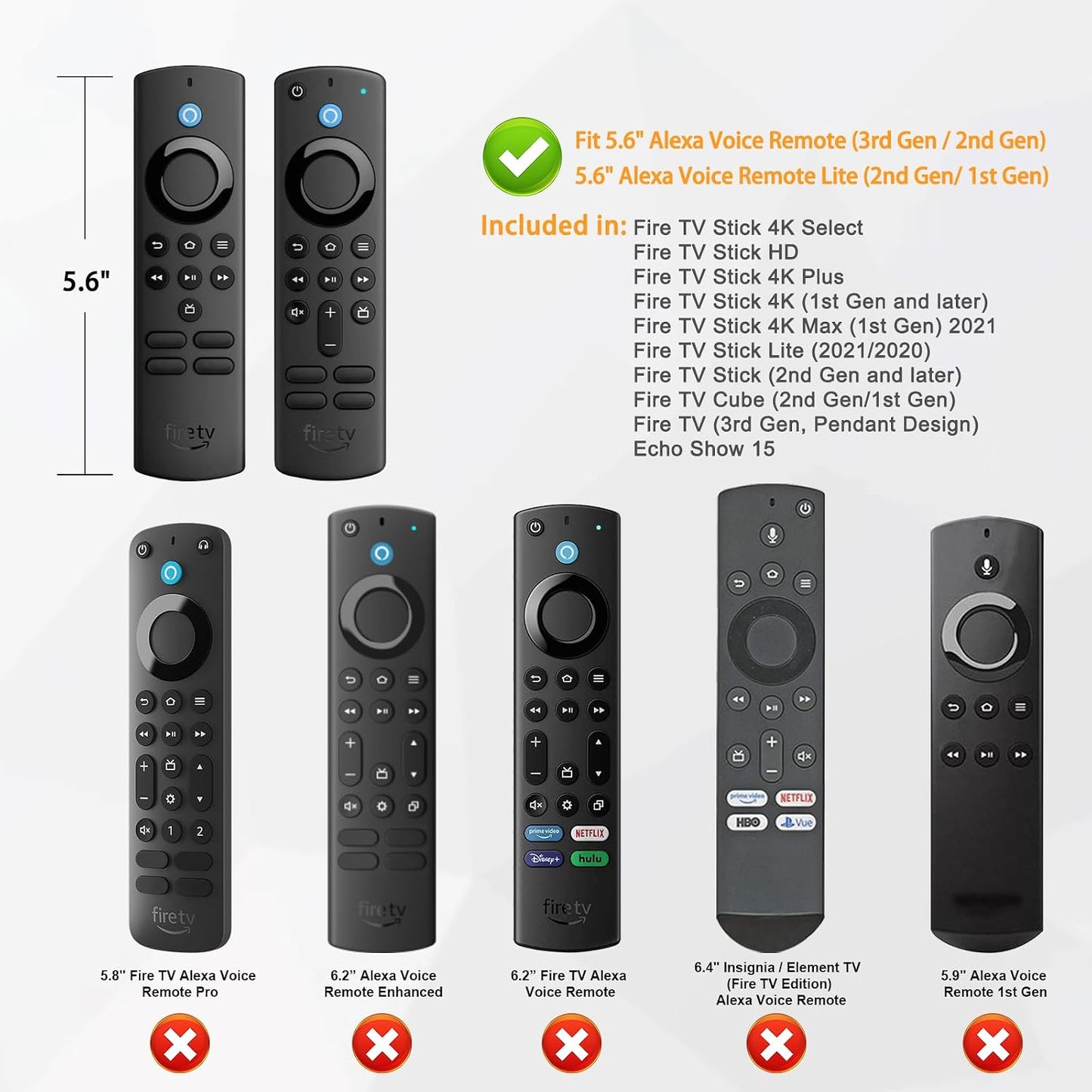 Silicone Case for Alexa Voice Remote (2Nd & 3Rd Generation) | Fire TV Stick HD/4K Select/4K plus Max/Fire TV Stick/Lite Remote, Shockproof Cover, Anti-Slip, Black