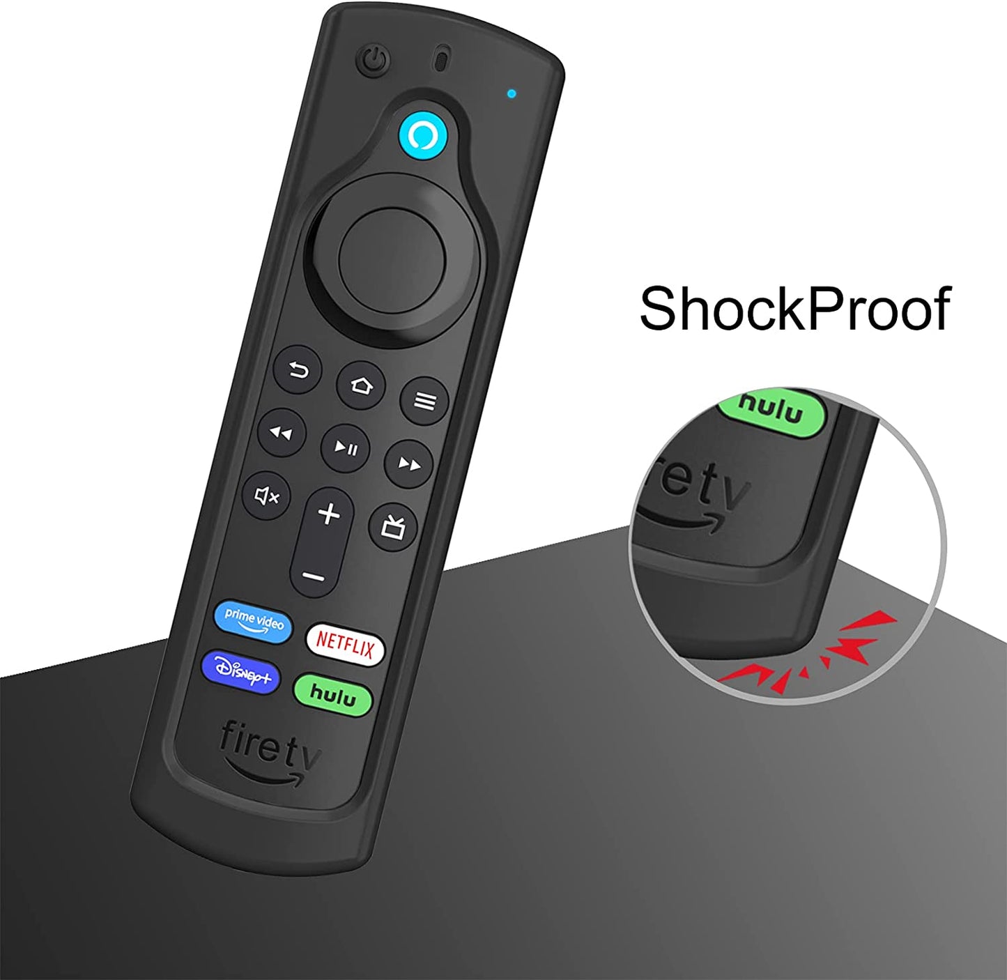 Silicone Case for Alexa Voice Remote (2Nd & 3Rd Generation) | Fire TV Stick HD/4K Select/4K plus Max/Fire TV Stick/Lite Remote, Shockproof Cover, Anti-Slip, Black