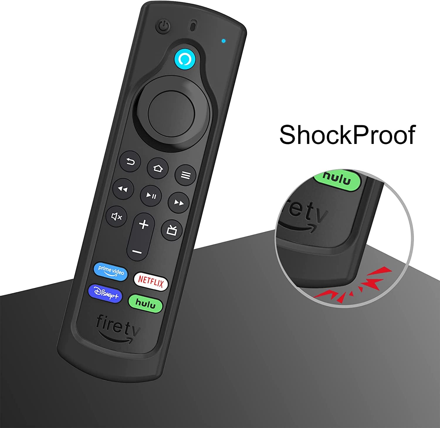 Silicone Case for Alexa Voice Remote (2Nd & 3Rd Generation) | Fire TV Stick HD/4K Select/4K plus Max/Fire TV Stick/Lite Remote, Shockproof Cover, Anti-Slip, Black